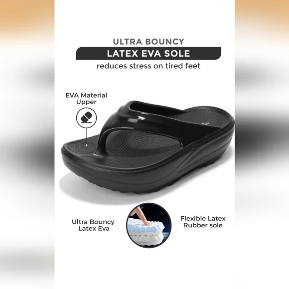 Project Cloud Size 11 Black Platform Flip Flops - Picture 4 of 17